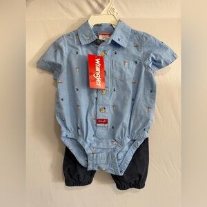 Wrangler Light Blue and Dark Blue Baby Bodysuit